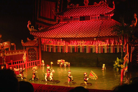 Water Puppet Show in Thang Long Water Puppet Theater