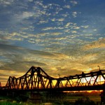 Panoramic view of Long Bien Bridge