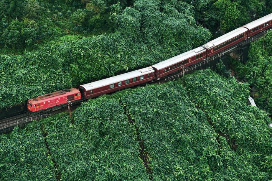 Exterior of the SJourney luxury train in Vietnam